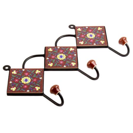 Brown Yellow Flower Tiles Hook